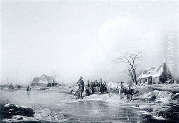 Figures In A Frozen Winter Landscape - view 1