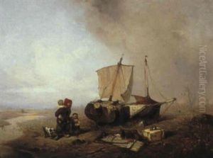 Fishing Boat On Dryland by Friedrich Fritz Hildebrandt