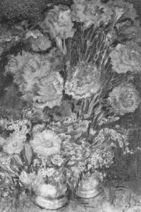 Nelkenstraus Auf Dunklem Grund by Adolf Hildenbrand