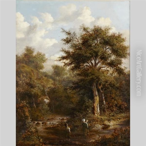 Children Crossing A Stream - view 1