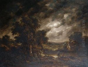 Fishermen Checking Their Nets By Moonlight