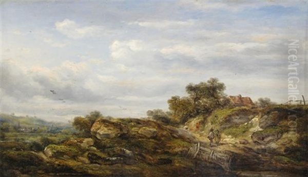 Figures On A Path By A Cottage - view 1