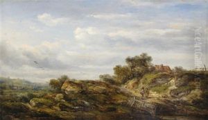 Figures On A Path By A Cottage