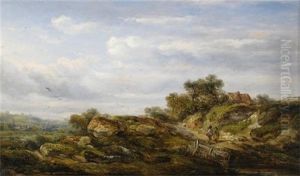 Figures On A Path By A Cottage