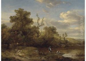 Figures In A Boat Before A Cottage Figures In A Boat Before A Cottage
