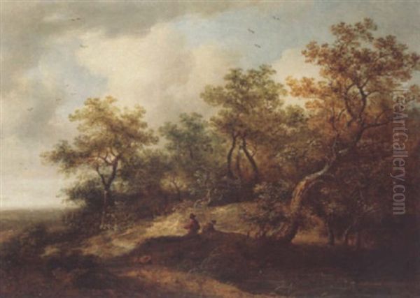 Woodland Landscape With Pond And Figures - view 1