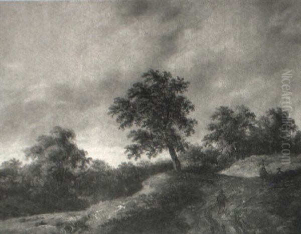 Wooded River Landscape With Figures - view 1