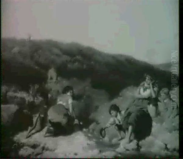 Children Collecting Water At An Upland Spring - view 1