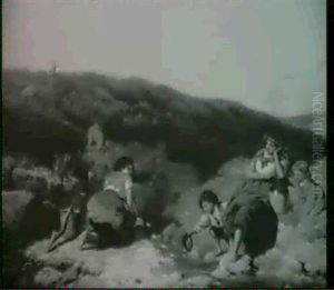 Children Collecting Water At An Upland Spring by Richard H. Hilder