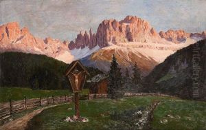 Coucher De Soleil En Montagne by Carl Hilders