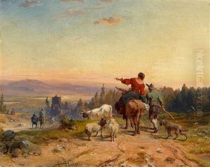 Reisende In Weiter Campagnalandschaft