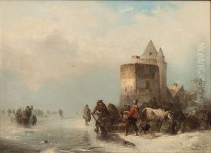 Market At A Frozen Lake by Carl Hilgers