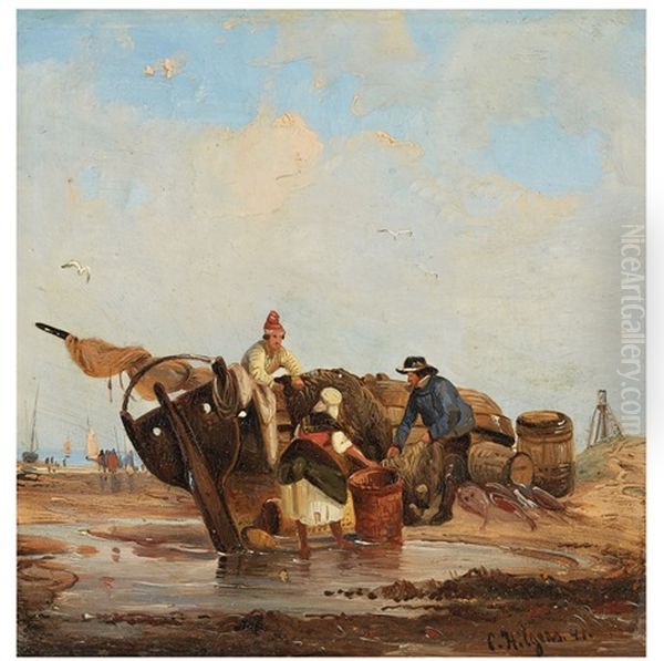 Coastal View With Fishermen - view 1