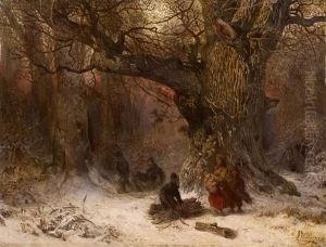 Reisigsammler Im Winterwald by Carl Hilgers