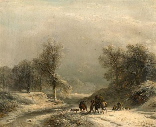 Jagdgesellschaft Im Winterwald - view 1