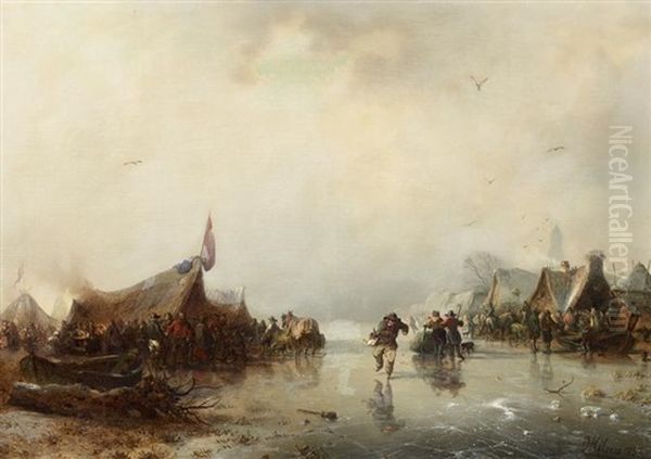 Winterlandschaft Mit Schlittschuhlaufern - view 1