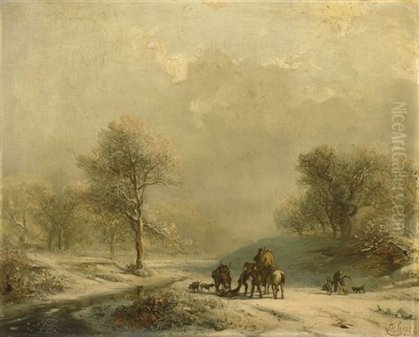 Winterlandschaft Mit Jagern - view 1