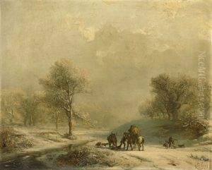 Winterlandschaft Mit Jagern by Carl Hilgers