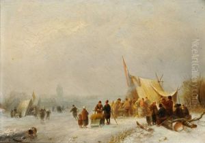 Winterlandschaft Mit Schlittschuhlaufern by Carl Hilgers