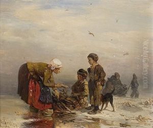 With The Children On The Iced Lake by Carl Hilgers