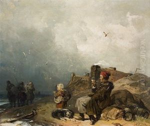Vor Dem Haus Am Strand by Carl Hilgers