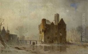 Wasserschloss In Winterlicher Landschaft Wasserschloss In Winterlicher Landschaft