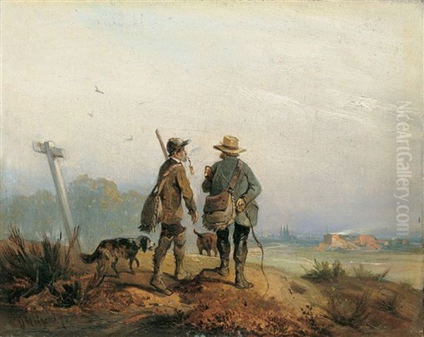 Die Ruckkehr Von Der Jagd. Landschaft Mit Zwei Jagern - view 1