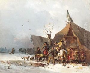 Soldner Bei Einem Winterlichen Zeltlager