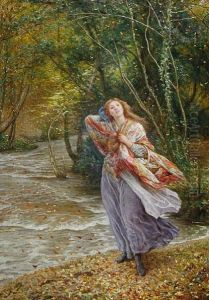 Girl By A Woodland Stream by Edgar Barclay