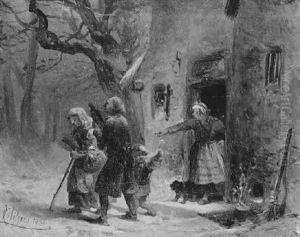 Eine Bettlerfamilie Wird Des Hauses Verwiesen by Carl Hilgers