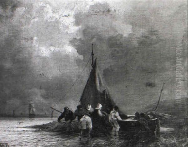 Fischer Mit Ihrem Boot Am Seeufer - view 1