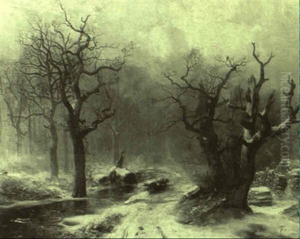 Reisigsammler In Verschneitem Winterwald - view 1
