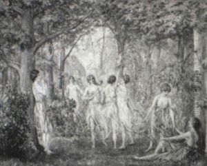 Diana And Nymphs Dancing by Arthur Turnbull Hill