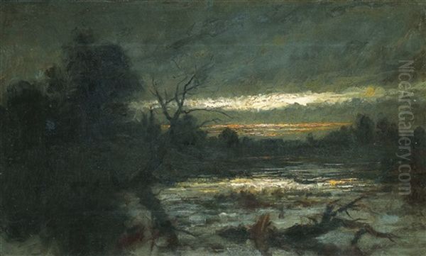 Solnedgang Over Mork Tjarn - view 1