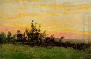 Landskap I Solnedgang by Carl Fredrik Hill