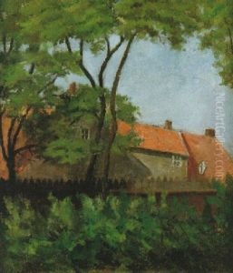 Granngarden Vid Magle St. Kyrkogatan I Lund by Carl Fredrik Hill