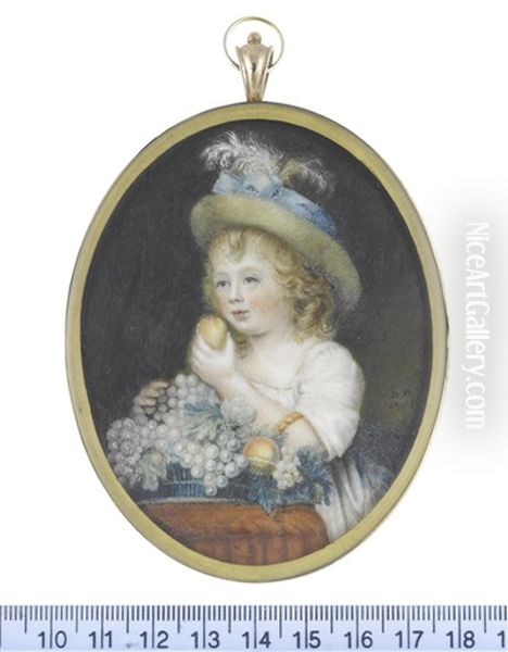 A Young Boy, Named Thomas William Du Buisson, Standing At A Table Before A Basket Filled With Grapes And Peaches, Holding A Peach To His Mouth... - view 1