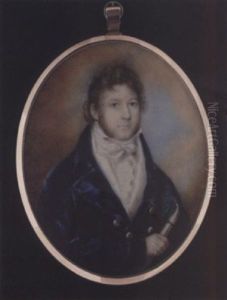 A Gentleman Wearing Blue Coat, White Waistcoat, Tied Stock And Frilled Cravat, He Holds A Hookah In His Left Hand
