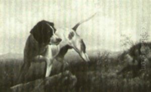 A Quail Decoying A Hunting Dog by Howard L. Hill