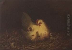 Chicken And Chicks In The Nest by Howard L. Hill