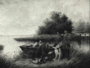 Hunters With Dogs And Ducks Hunters With Dogs And Ducks