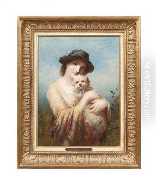 A Fashionable Lady With Her Dog - view 1