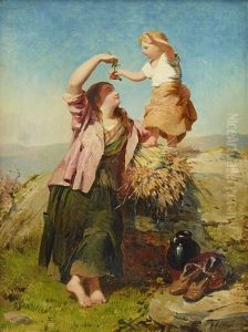 Landskap Med Mor Och Dotter by James John Hill