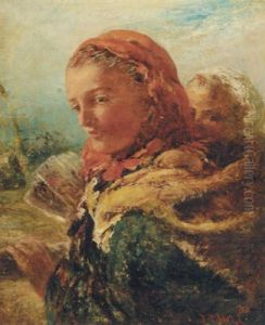 A Young Woman Carrying Her Baby On Her Back