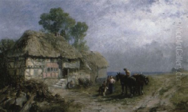 Figures Outside A Cottage - view 1
