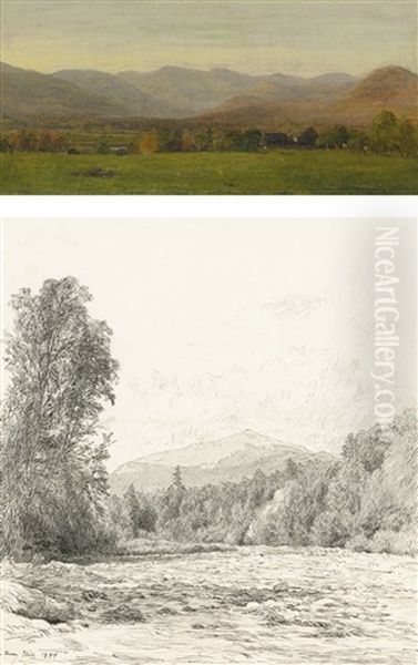 Landscape; Rapids; Waterfall; Near Lake George Beaver Creek Falls (4 Works, Incl. 3 Works On Paper, Various Sizes) - view 1