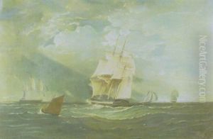 American Ships Off Shore by John William Hill