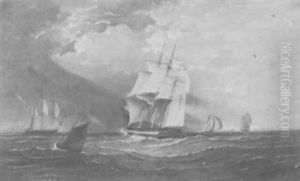 Ships At Sea by John William Hill