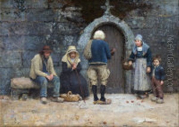 Bretin Peasants At A Convent Door - view 1
