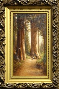 Figures Traveling Through The Redwoods
